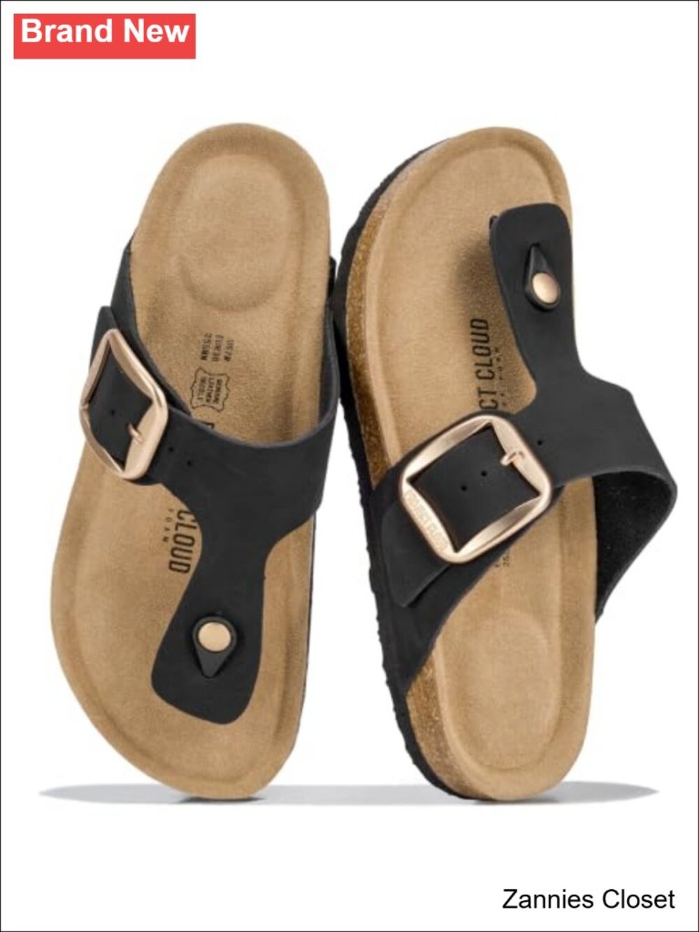 ✨Project Cloud 100% Genuine Leather Slides Thong Sandals Memory Foam Cork